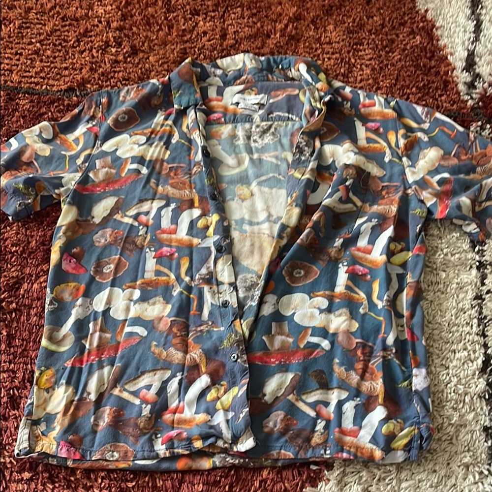 Cropped Mushroom Button-Up Shirt